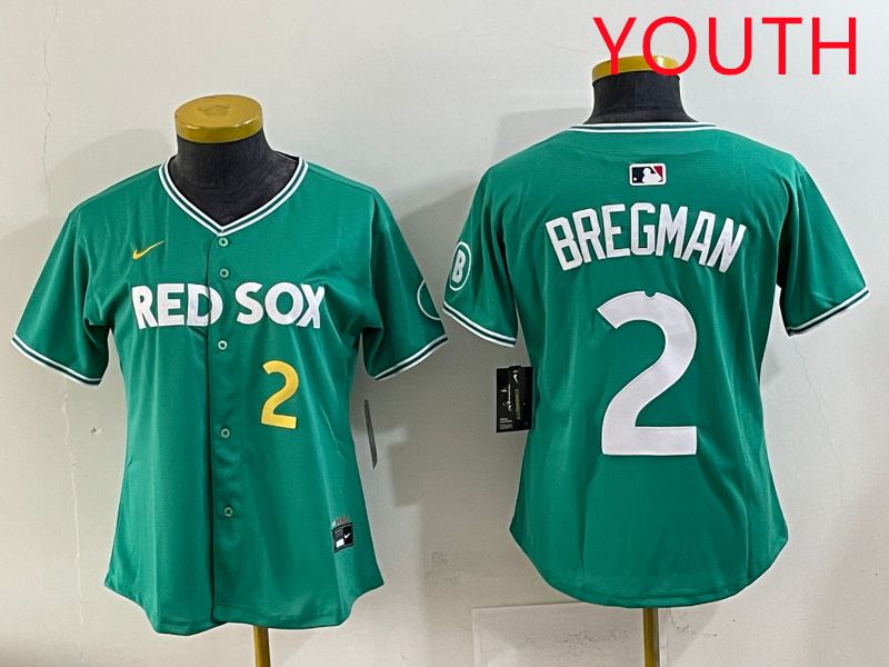 Youth 2025 Boston Red Sox 2 Bregman Dark Green Joint Name Nike MLB Jersey style 5